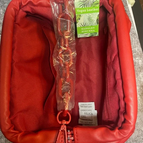 Badgley Mischka Bold Red Clutch with Chain - Picture 5 of 7